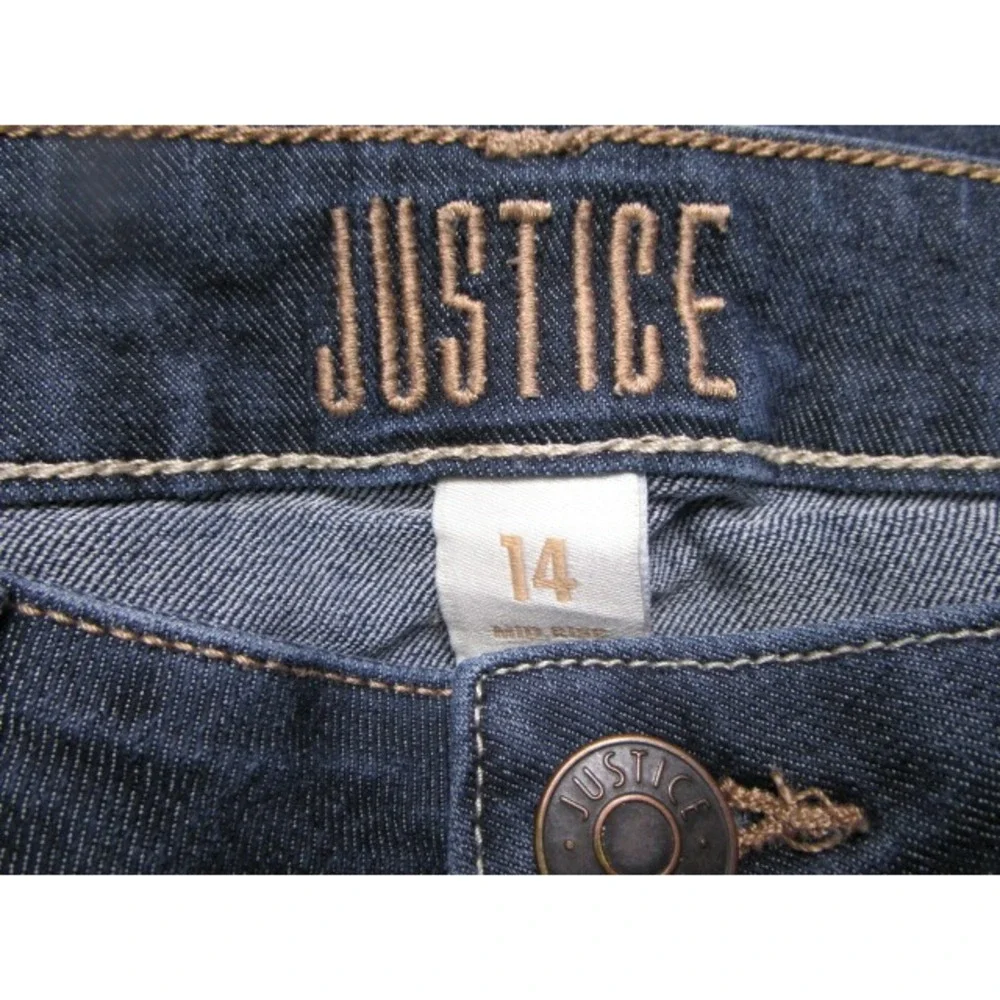 Justice Mid Rise Skinny Jeans Size 14 Girls Jeans Dark Wash Low Rise 25X27